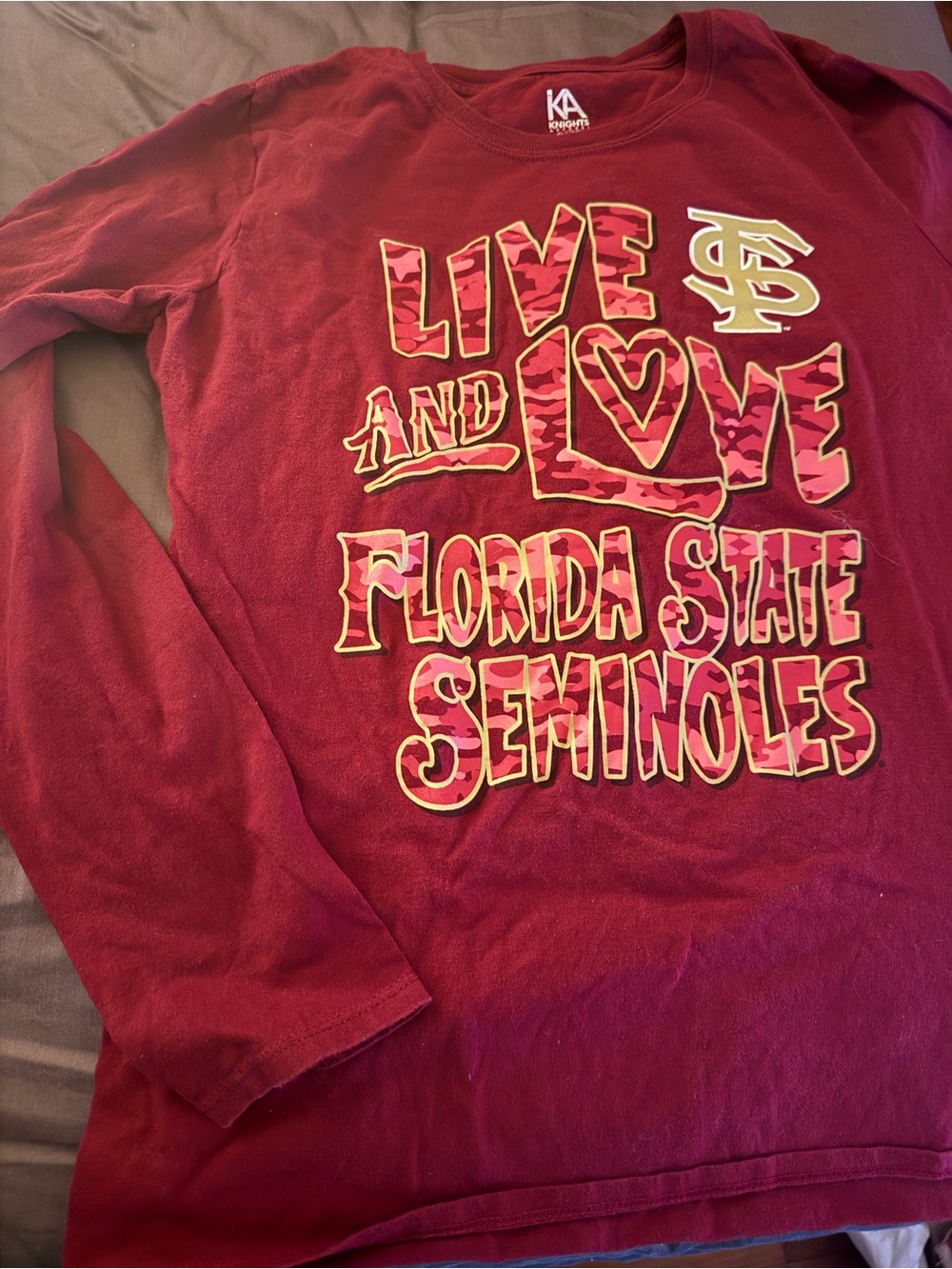 Florida State Seminoles 'Live and Love' women’s Long-Sleeve Shirt - Garnet